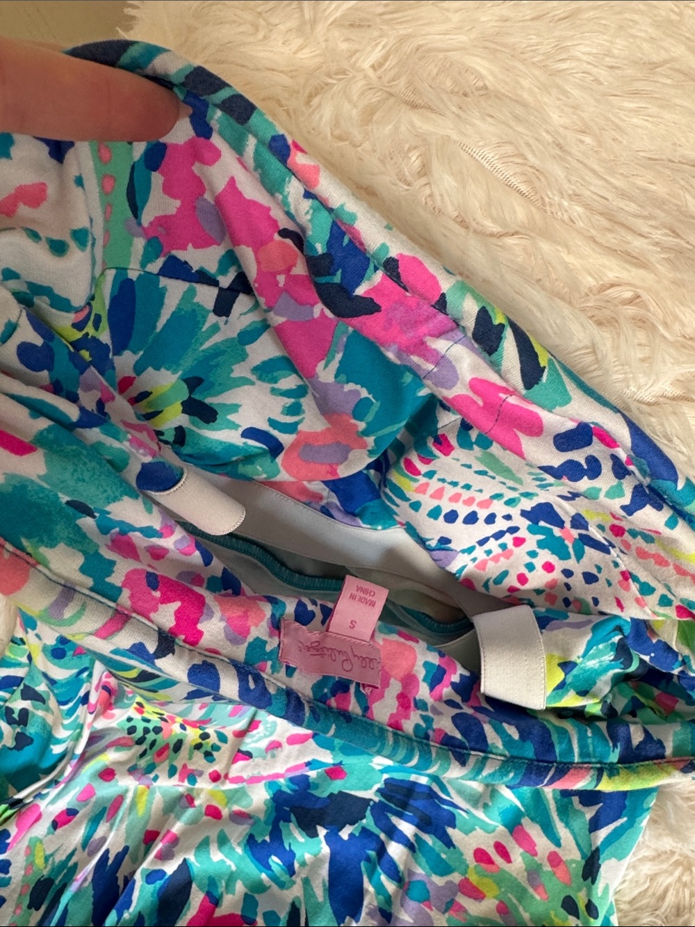 Lilly Pulitzer Strapless Midi Dress in Teal, Blue, Pink & Green - Picture 3 of 3